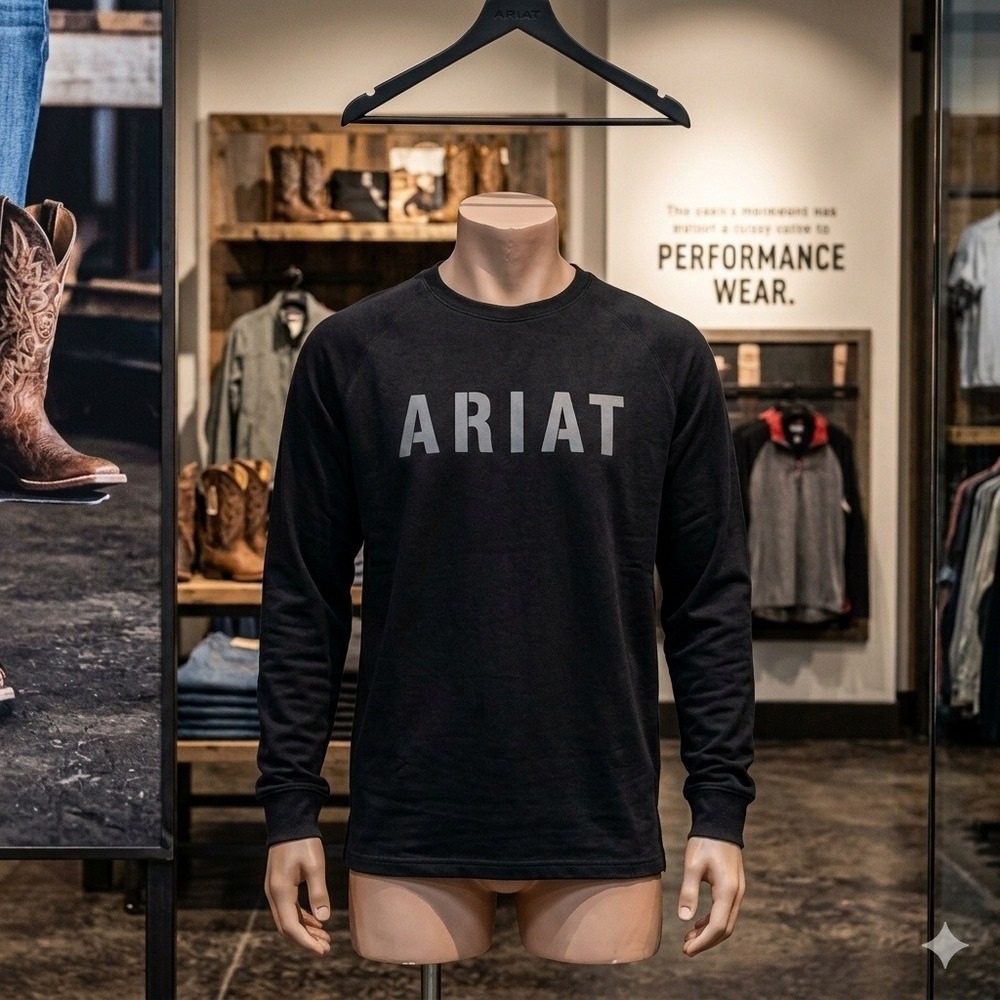 Ariat Streetwear Rebar Work Shirt Mens L Black Long Sleeve Graphic Raglan Tee